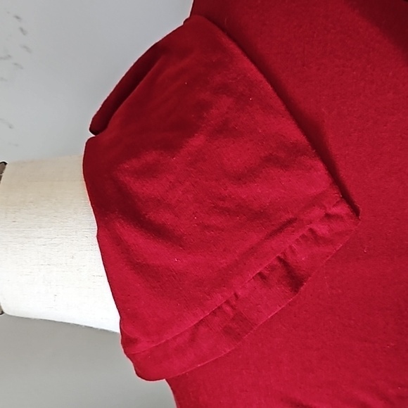 Maurices Dark Red Fold Over Turtleneck Short Sleeve Blouse - Picture 7 of 14